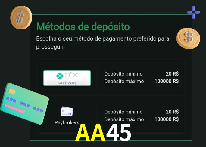 O cassino AA45 oferece uma grande variedade de métodos de pagamento